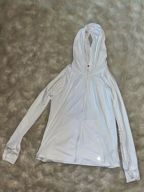 Baleaf White Full-Zip Hooded Lightweight Top
